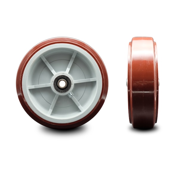 SCC - 8" Poly on Polyolefin Wheel Only w/Roller Bearing - 1/2" Bore-800 lbs Cpty